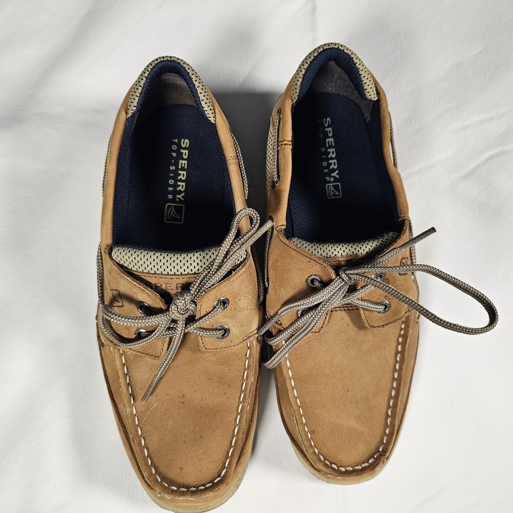 Sperry Top Sider Womens 6.5 Tan Leather Mesh Boat Shoes Casual